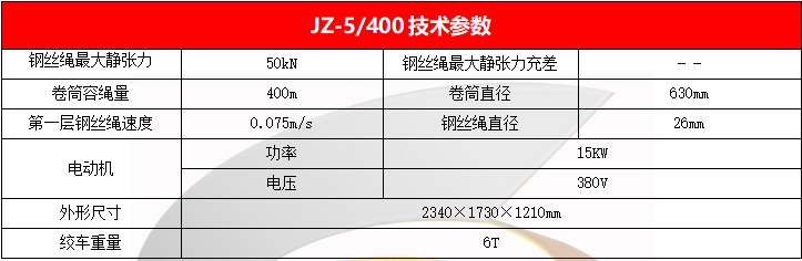 鑿井絞車參數